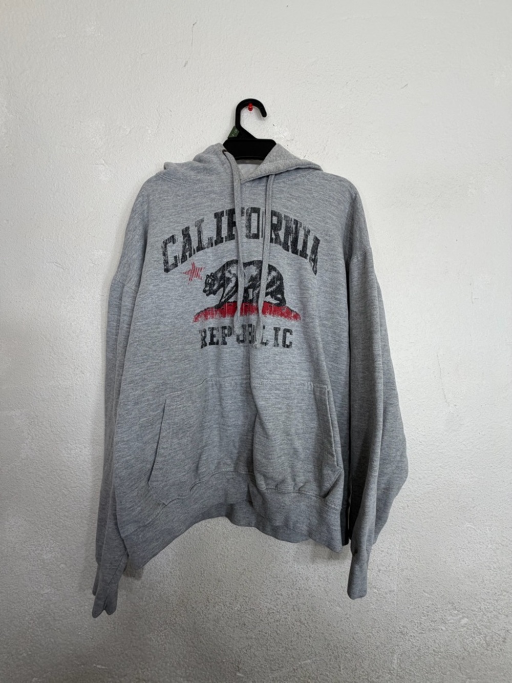 California Republic Hoodie Mens Large Gray Graphic Bear Pullover Sweatshirt L
